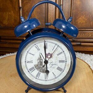 Vintage Metal Auburn Tigers Est. 1856 Blue Standing Alarm Bell Clock
